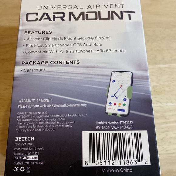 Universal Air Vent Car Mount Cell Phone Holder in Mint Green by Bytech - Picture 4 of 6